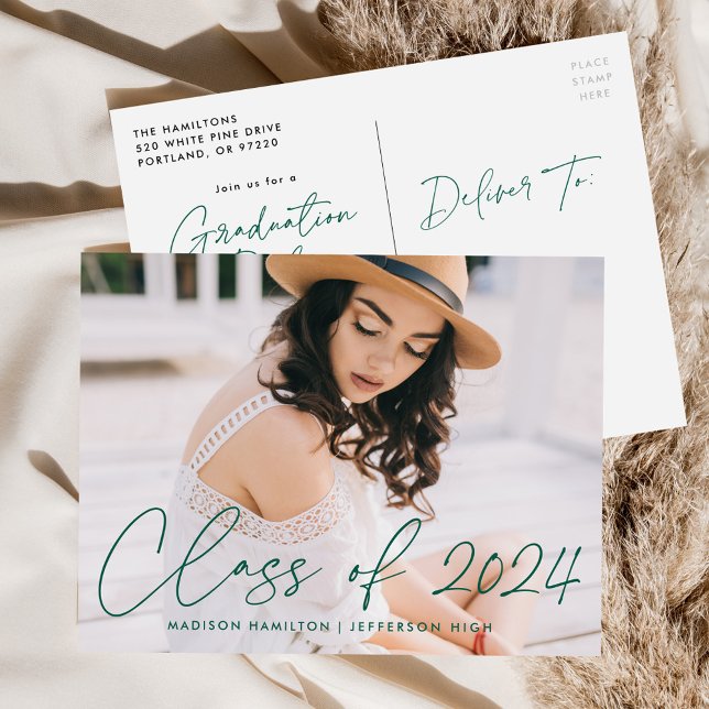 Postal De Invitación Clase del Partido de Graduación de Foto con Guión  (Subido por el creador)