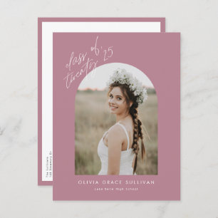 Postal De Invitación Clase Mauve de 2024 Graduación fotográfica de arco