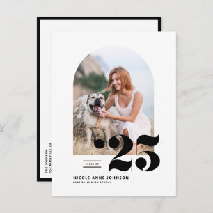 Postal De Invitación Clase negra de la graduación fotográfica Arch 2025
