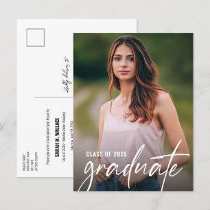 Postal De Invitación Clásica Graduate Photo Class de 2025 Personalizado