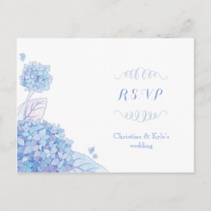 Postal De Invitación Clásicas Hydrangeas Azules Boda RSVP