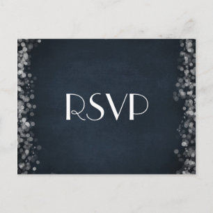 Postal De Invitación Clásico Black Chalkboard Bokeh Lights RSVP
