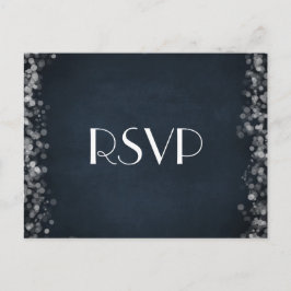 Postal De Invitación Clásico Black Chalkboard Bokeh Lights RSVP