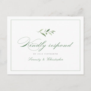 Postal De Invitación Clásico Elegance Script Greenery Wedding RSVP