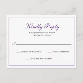 Postal De Invitación Clásico Royal Purple Wedding Formal RSVP