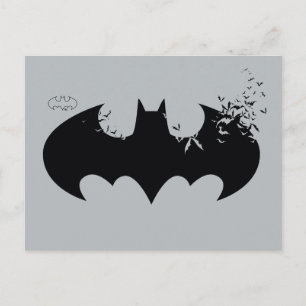 Postal De Invitación Classic Batman Logo Dissolving Into Bats Postcard
