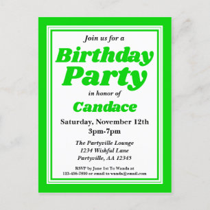 Postal De Invitación Classy Green Adults Birthday Party