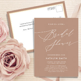 Postal De Invitación Clay Elegant Script Moderno Simple Bridal Shower