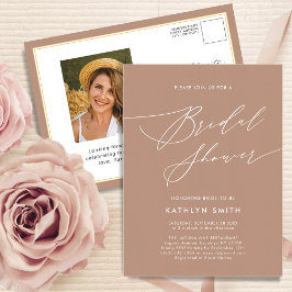 Postal De Invitación Clay Elegant Script Moderno Simple Bridal Shower