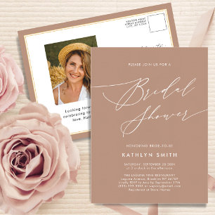 Postal De Invitación Clay Elegant Script Moderno Simple Bridal Shower