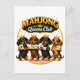 Postal De Invitación Club de Reinas de Mahjong Perritos Dachshund Lindo