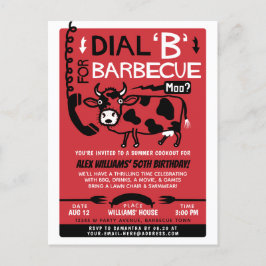 Postal De Invitación Cocina divertida de parrillada de verano | Vaca de