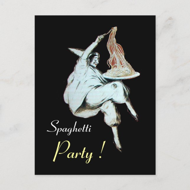 POSTAL DE INVITACIÓN COCINA ITALIANA FIESTA SPAGHETTI, RESTAURANTE (Anverso)