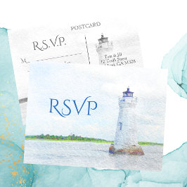 Postal De Invitación Cockspur Lighthouse Watercolor RSVP