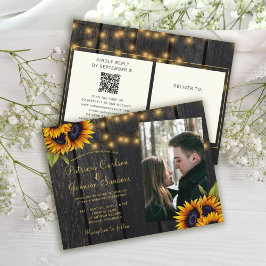 Postal De Invitación Código QR boda rústico de girasol todo en uno