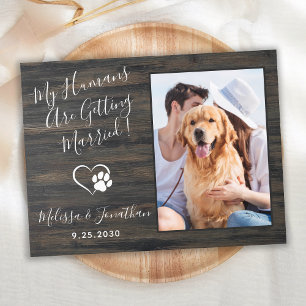 Postal De Invitación Código QR de foto de boda de mascota rústica para 