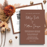 Postal De Invitación Código QR de Terracota Todo En Un Boda Moderno<br><div class="desc">Terracotta Moderno Script QR Código Todo En Una Tarjeta De Invitación De Boda Minimalista. Celebra tu día especial con esta elegante y hermosa tarjeta de invitación a la boda para embellecer tu ocasión especial. Todos los textos están preorganizados para que puedas personalizarlos fácil y rápidamente con tus propios detalles. Si...</div>