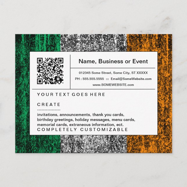 Postal De Invitación código QR refinado : irlanda (Anverso)