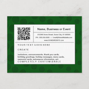 Postal De Invitación código QR refinado : medio tono verde