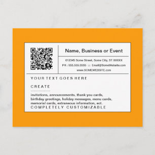Postal De Invitación código QR refinado naranja