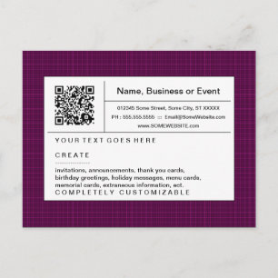 Postal De Invitación código QR refinado : plaga magenta