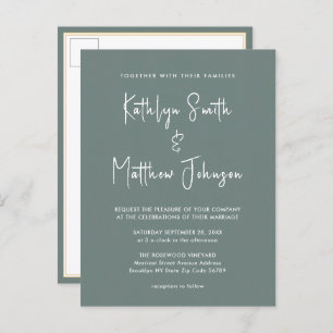 Postal De Invitación Código QR verde sabio todo en un Boda moderno