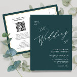 Postal De Invitación Código QR verde todo en un Boda de escritura moder<br><div class="desc">Guión Verde Moderno Código QR Todo En Una Tarjeta De Invitación De Boda Minimalista. Celebra tu día especial con esta elegante y hermosa tarjeta de invitación a la boda para embellecer tu ocasión especial. Todos los textos están preorganizados para que puedas personalizarlos fácil y rápidamente con tus propios detalles. Si...</div>