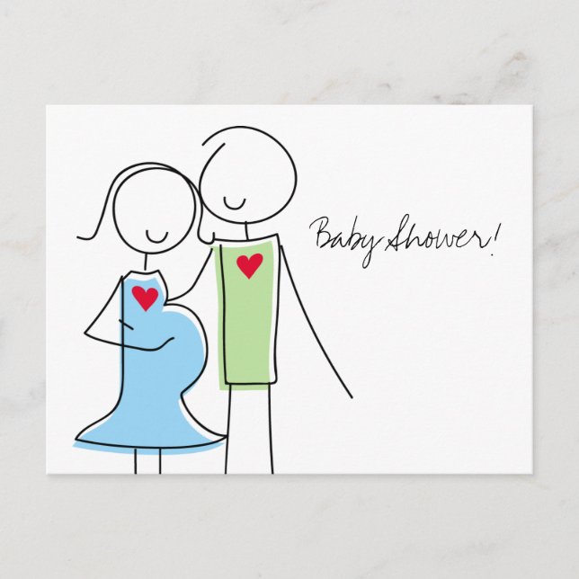 Postal De Invitación Coed Baby Shower, es un niño (Anverso)