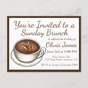 Postal De Invitación Coffee Latte Birthday Bridal Weddal Shower Brunch