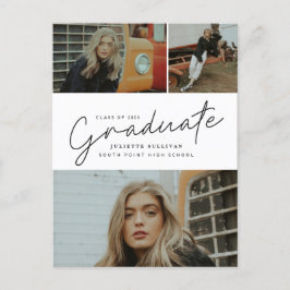 Postal De Invitación Colaje de Fotos de Graduación con Letra Moderna