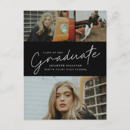 Postal De Invitación Colaje de Fotos de Graduación con Letra Moderna