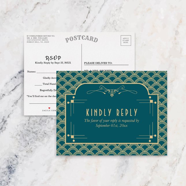 Postal De Invitación Colección de Bodas Art Decó de los años 20 (Subido por el creador)