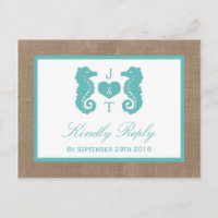 Colección de Bodas Turquoise Seahorse Burlap Beach