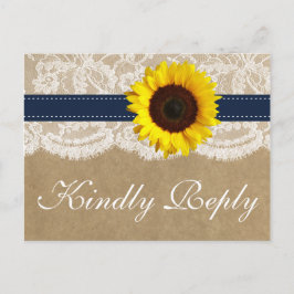Postal De Invitación Colección Kraft, Lace & Sunflower - Armada