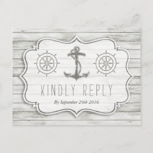 Postal De Invitación Colección Nautical Whitewashed Wood Beach Wedding