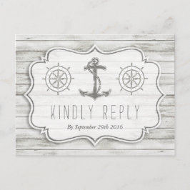 Postal De Invitación Colección Nautical Whitewashed Wood Beach Wedding