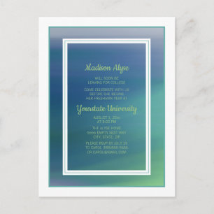 Postal De Invitación Colegio Dorm Trunk Fiesta Verde azulado Blue Ombre