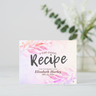 Postal De Invitación Color de agua rosa deja receta de ducha de novia f