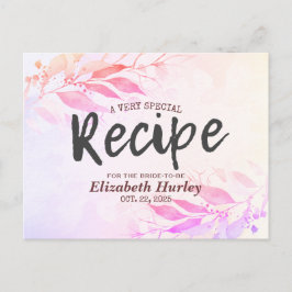 Postal De Invitación Color de agua rosa deja receta de ducha de novia f