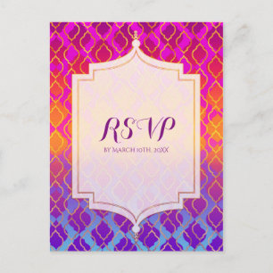 Postal De Invitación Colores Brillantes Árabe Marroquí Fiesta Glam RSVP