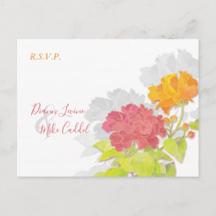 Postal De Invitación Colorful Garden Peony Wedding RSVP