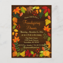 Postal De Invitación Colorida Foliage De Otoño Para Acción De Gracias
