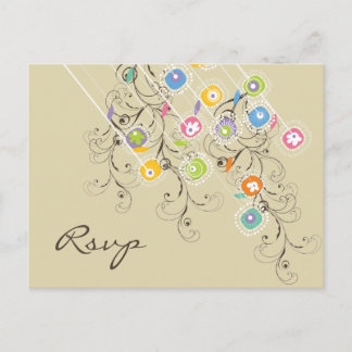 Postal De Invitación Coloridas Flores Groovy Jardín Boda de Verano RSVP