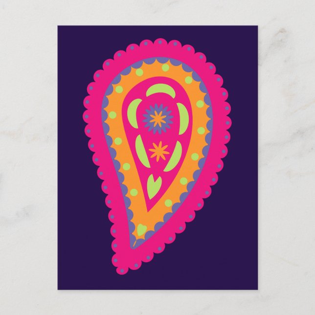 Postal De Invitación Colorido Paisley (Anverso)
