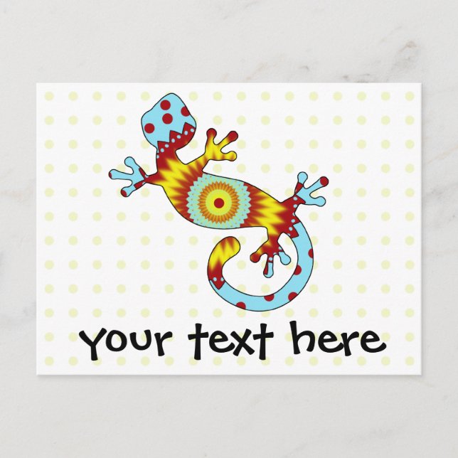 Postal De Invitación Colorous Fun Gecko Lizard (Anverso)