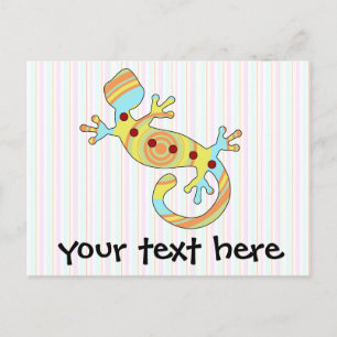 Postal De Invitación Colorous Fun Gecko Lizard