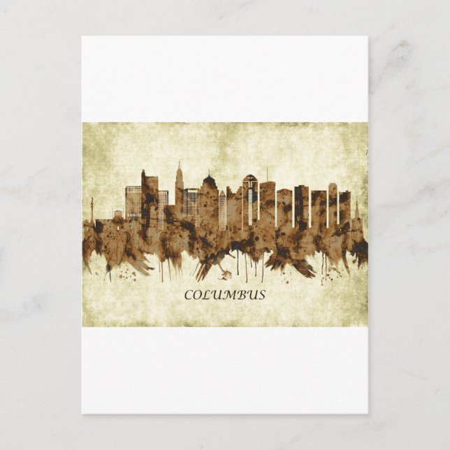 Postal De Invitación Columbus Ohio Cityscape (Anverso)