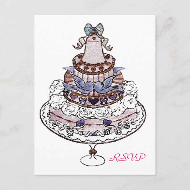 Postal De Invitación Comamos Pastel ~ Boda Postcard RSVP (Anverso)