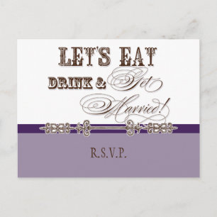 Postal De Invitación Comer, beber y casarse, postcarta de respuesta RSV