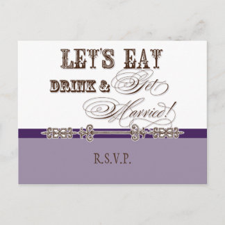 Postal De Invitación Comer, beber y casarse, postcarta de respuesta RSV